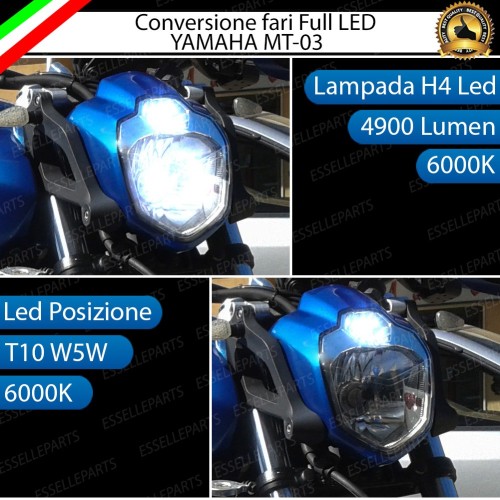 Lampade H4 + T10 LED per Yamaha MT-03 2006-2014 6000K Bianco