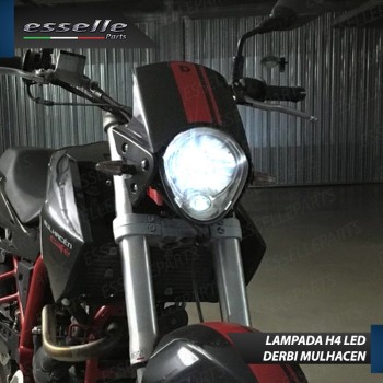 Lampada Singola LED H4 4000 Lumen per DERBI Mulhacen 125 2008-2013 Cafe