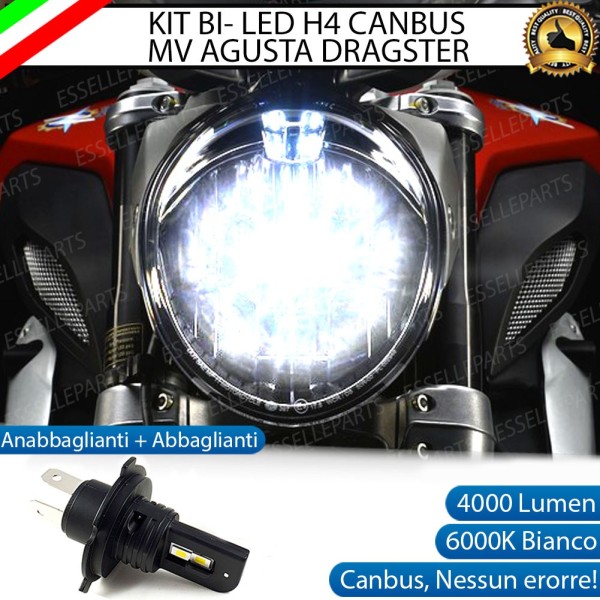 Lampada Singola LED H4 4000 Lumen per MV AGUSTA Dragster 800 2015-2017 RR