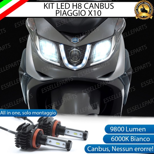 Kit Full LED Coppia H8 9800 Lumen Anabbaglianti per PIAGGIO X10 350 2011-2017 i.e.