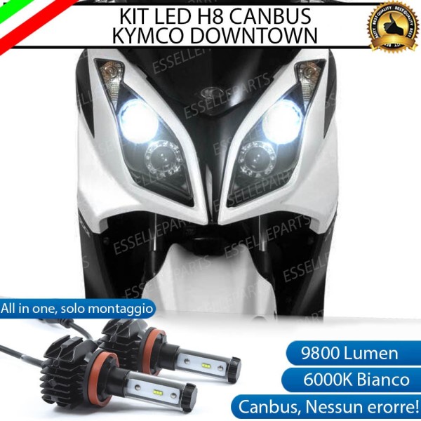 Kit Full LED Coppia H8 9800 Lumen Abbaglianti per KYMCO Downtown 125i 2009-2017