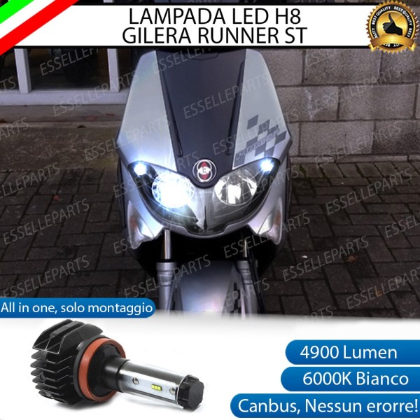 Kit Full LED Lampada H8 4900 Lumen Anabbaglianti per Gilera Runner 200 2007-2013 ST