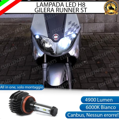 Kit Full LED Lampada H8 4900 Lumen Abbaglianti per Gilera Runner 200 2007-2013 ST