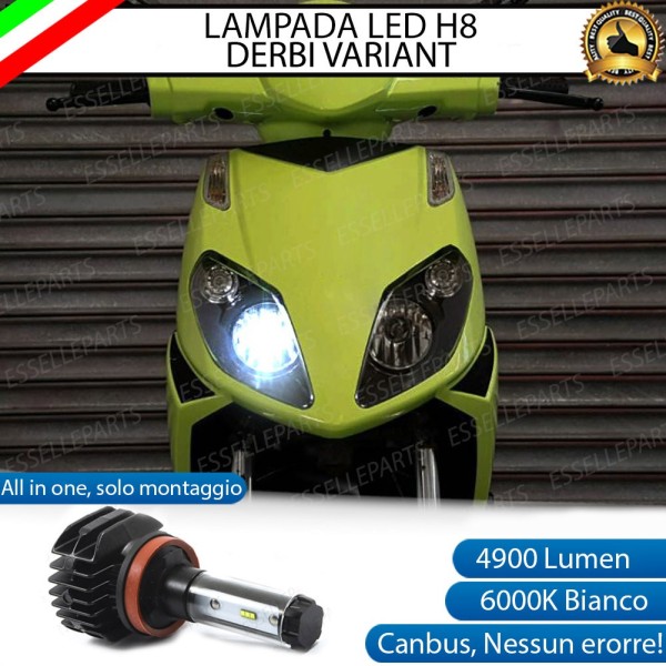 Kit Full LED Lampada H8 4900 Lumen Anabbaglianti per Derbi Variant 125 2010-2017