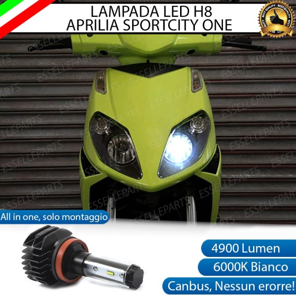 Kit Full LED H8 4900 Lumen Abbaglianti per Aprilia Sportcity 125 2008-2012 One
