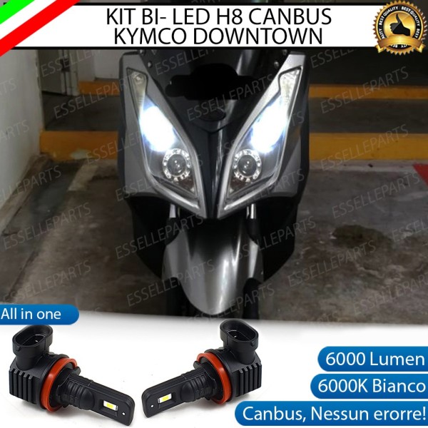 Coppia Lampade H8 LED 6000 Lumen per Abbaglianti KYMCO Downtown 125i 2009-2017
