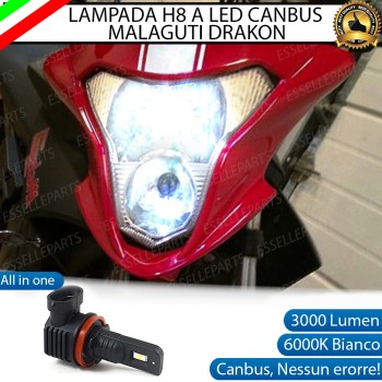Lampada Singola H8 LED 3000 Lumen per Anabbagliante MALAGUTI Drakon 2005-2006