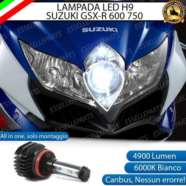 Kit Full LED Lampada H9 4900 Lumen Abbaglianti per SUZUKI GSX R 600 2008-2010