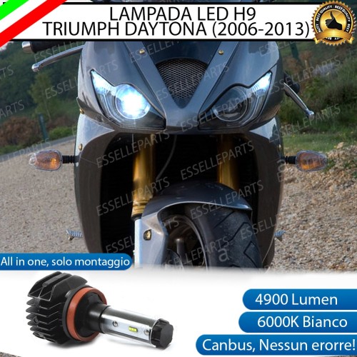 Kit Full LED Lampada H9 4900 Lumen Abbaglianti per Triumph Daytona 675 2009-2013 ABS