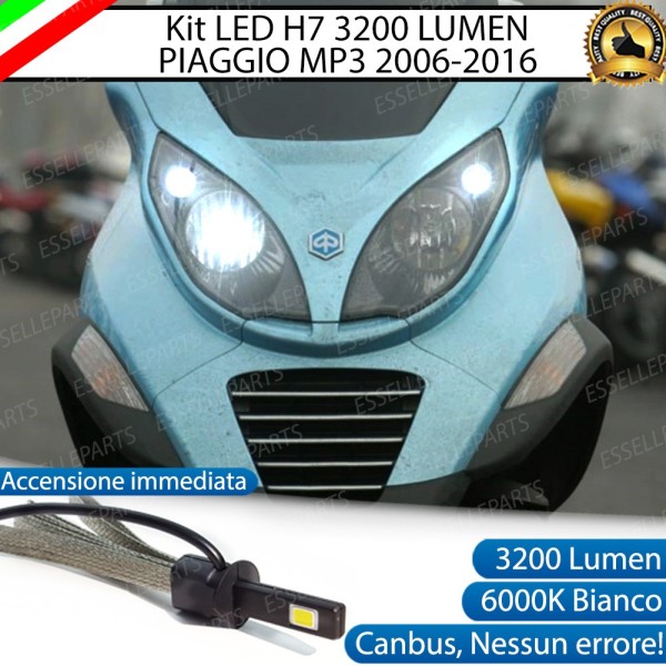 Kit Full LED Lampada H1 3200 Lumen Anabbaglianti per PIAGGIO MP3 125 2009-2013 Hybrid