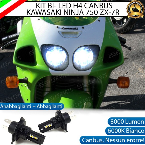 Coppia Lampade H4 LED 8000 Lumen per KAWASAKI Ninja 750 ZX-7RR 1996-1998