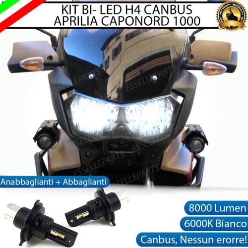 Coppia Lampade LED H4 8000 Lumen per APRILIA Caponord 1000 2004-2011 ETV ABS