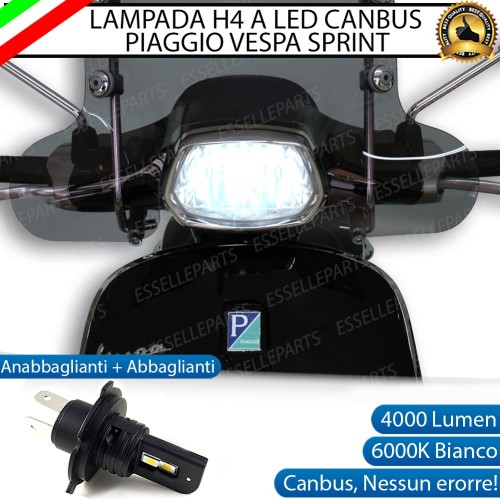 Lampada Singola H4 LED 4000 Lumen per VESPA Sprint 125 2017-2018 3V i-get ABS