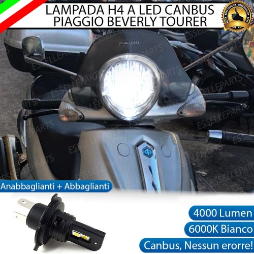 Lampada Singola H4 LED 4000 Lumen per PIAGGIO Beverly 400 2008-2011 Tourer