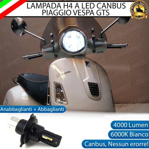 Lampada Singola H4 LED 4000 Lumen per VESPA GTS 300 2014-2016 ABS