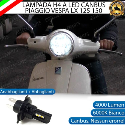 Lampada Singola H4 LED 4000 Lumen per VESPA LX 125 2012-2014 3V