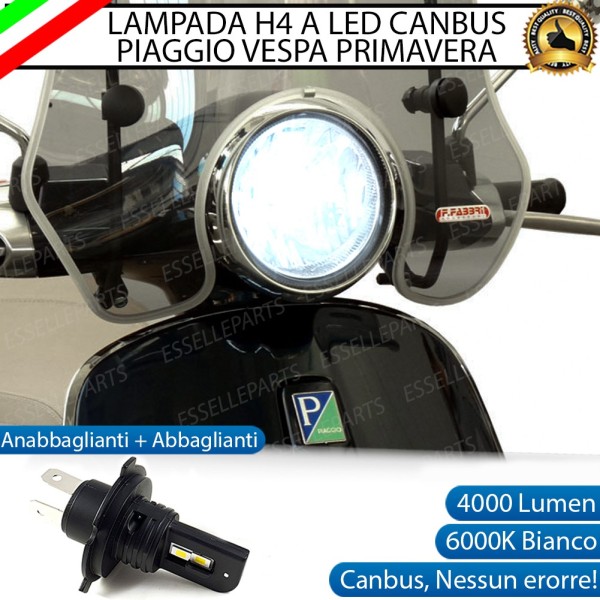 Lampada Singola H4 LED 4000 Lumen per VESPA Primavera 50 2018-2020 4T 3V Sport