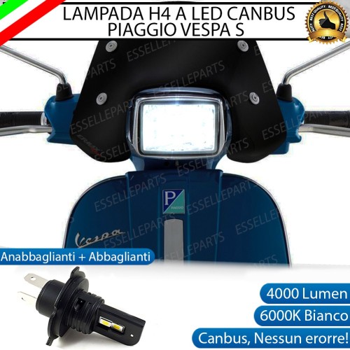 Lampada Singola H4 LED 4000 Lumen per VESPA S 125 2011-2013 3V Sport