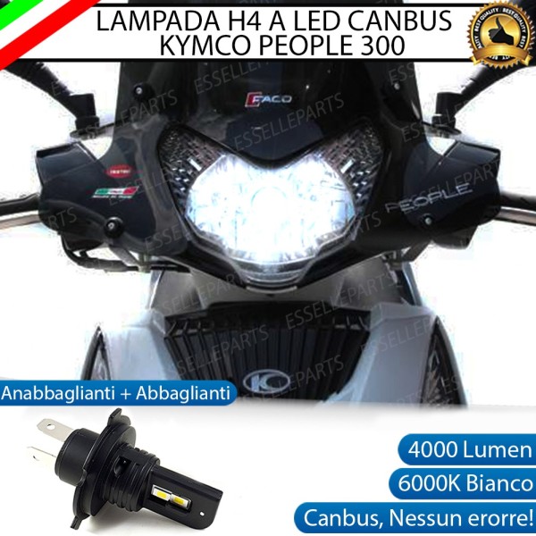 Lampada Singola H4 LED 4000 Lumen per KYMCO People 300i 2016-2020 GT ABS