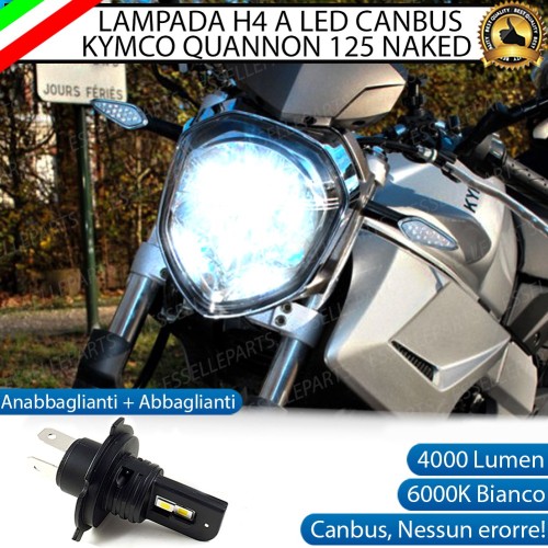 Lampada Singola H4 LED 4000 Lumen per KYMCO Quannon 125 2010-2017 Naked