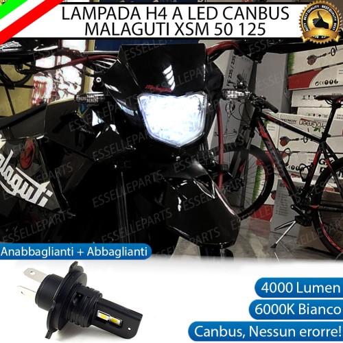 Lampada Singola H4 LED 4000 Lumen per MALAGUTI XSM 50 2003-2012 Supermotard