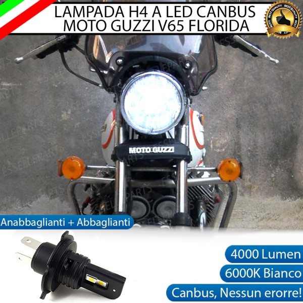 Lampada Singola H4 LED 4000 Lumen per MOTO GUZZI V 65 1986-1997 Florida