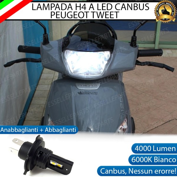 Lampada Singola H4 LED 4000 Lumen per PEUGEOT Tweet 150 2017-2018 RS