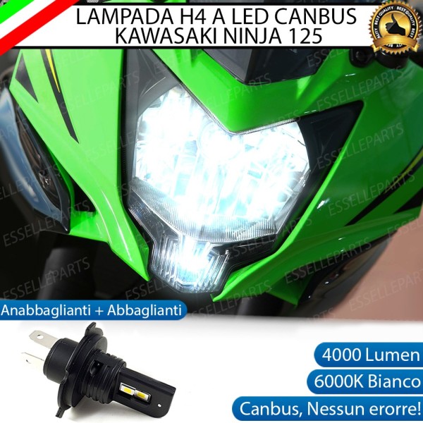 Lampada Singola H4 LED 4000 Lumen per KAWASAKI Ninja 125 2019-2020