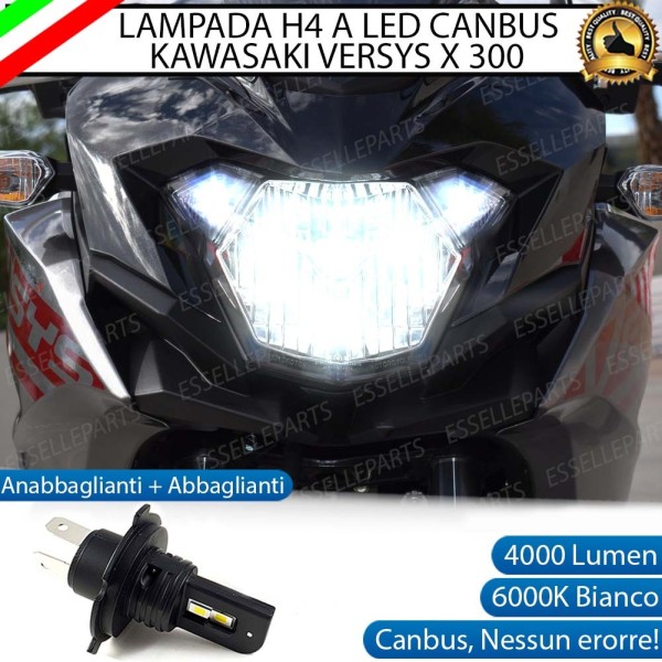 Lampada Singola H4 LED 4000 Lumen per KAWASAKI Versys-X 300 2017-2019 Adventure
