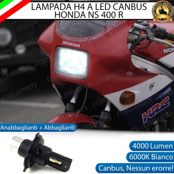 Lampada Singola H4 LED 4000 Lumen per HONDA NS 400 R 1986-1988 Lampada Singola H4 LED 4000 Lumen per HONDA NS 400 R 1986-1988