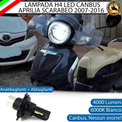 Lampada Singola LED H4 4000 Lumen per APRILIA Scarabeo 200 2011-2016 i.e.