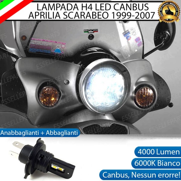 Lampada Singola LED H4 4000 Lumen per APRILIA Scarabeo 250 2005-2006