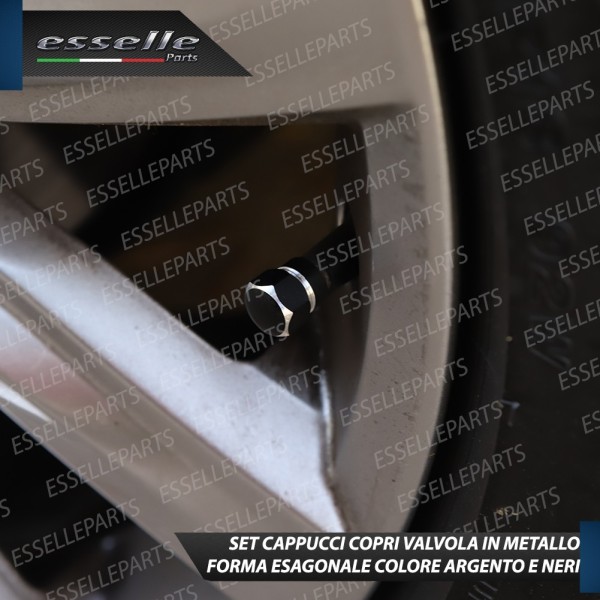 Set 4 Tappi Coprivalvola Neri in alluminio per Opel Corsa E