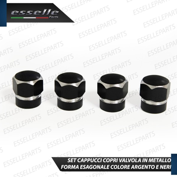 Set 4 Tappi Coprivalvola Neri in alluminio per Opel Corsa E