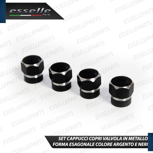 Set 4 Tappi Coprivalvola Neri in alluminio per Opel Corsa E