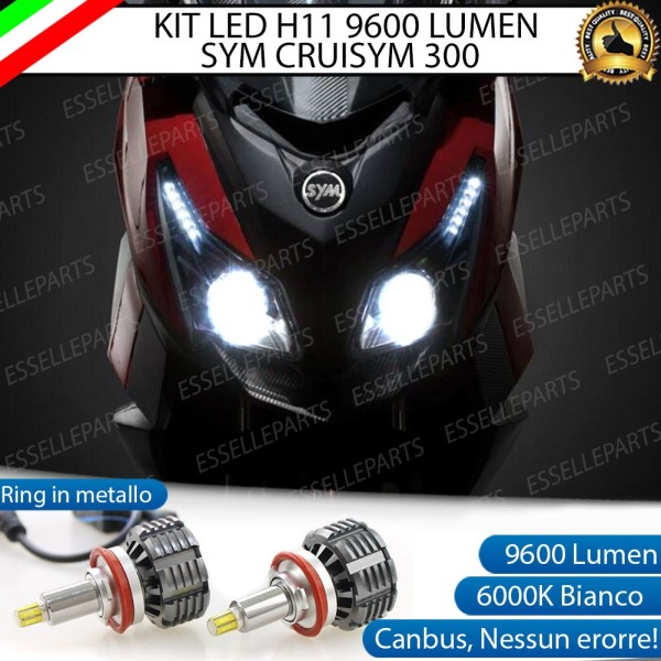 Kit Full LED Coppia H11 9600 Lumen 6000k Bianco per SYM CruiSym 300 2017-2020