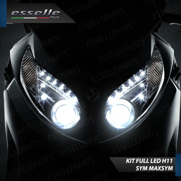 Kit Full LED Coppia H11 9600 Lumen 6000k Bianco per SYM MaxSym 400 2021 i