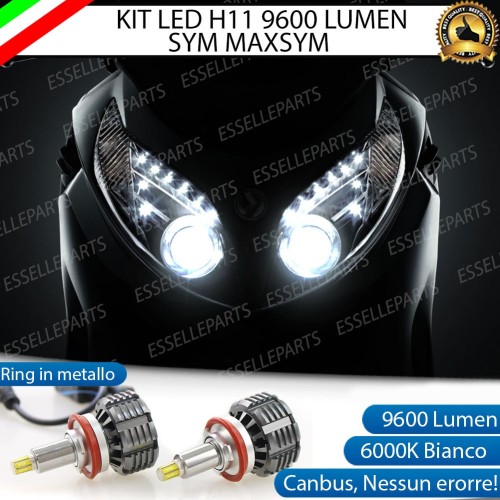 Kit Full LED Coppia H11 9600 Lumen 6000k Bianco per SYM MaxSym 600 2015-2017