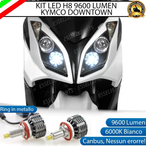 Kit Full LED Coppia H8 9600 Lumen Anabbaglianti per KYMCO Downtown 125i 2009-2017