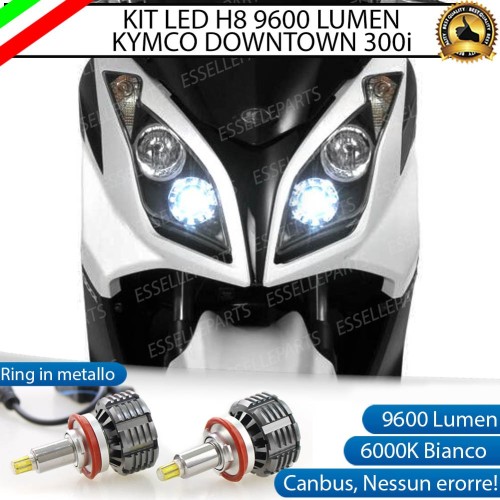 Kit Full LED Coppia H8 9600 Lumen Anabbaglianti per KYMCO Downtown 300i 2009-2017