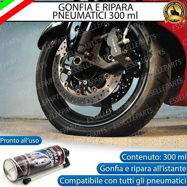 Bomboletta Ripara Gomme Moto Scooter Gonfia e ripara ogni tipo di Pneumatico 300ml per Malaguti