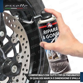 Bomboletta Ripara Gomme Moto Scooter Gonfia e ripara ogni tipo di Pneumatico 300ml per Malaguti