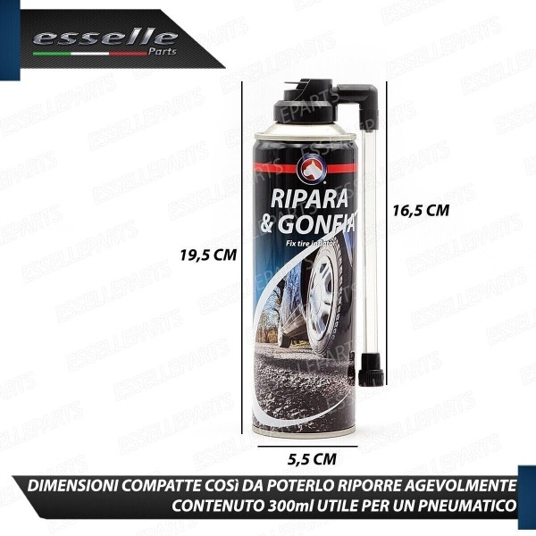 2 Bombolette Ripara Gomme Moto Scooter Gonfia e ripara Pneumatici 300ml per Malaguti