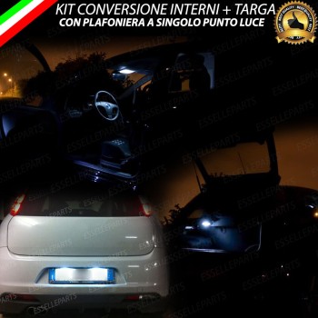 Kit LED interni + Luci targa LED 6000K Canbus Fiat Punto evo con plafoniera singola