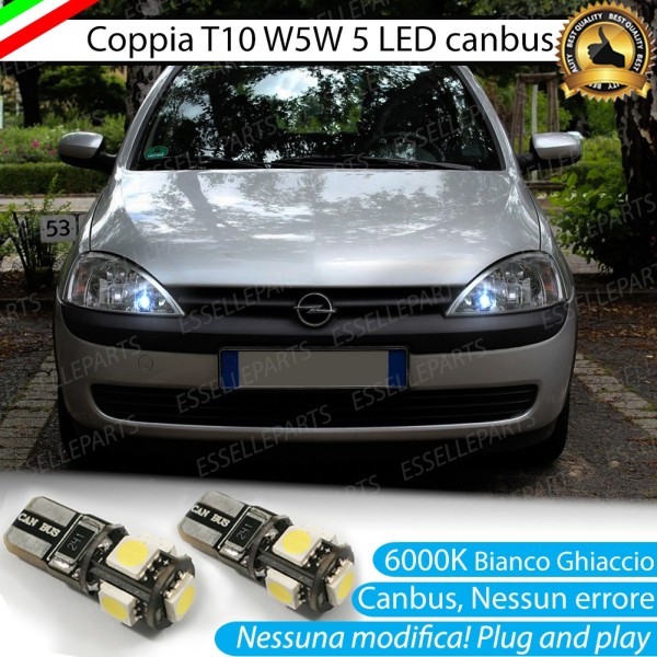 Coppia Lampade T10 W5W 5 LED Canbus 6000K bianco OPEL Combo C