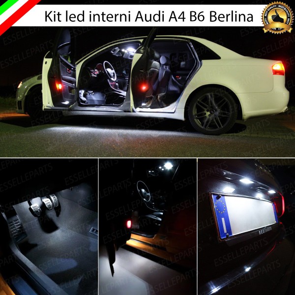 Kit LED interni Completo + Placchette Targa Audi A4 B6 Berlina con pacchetto luci