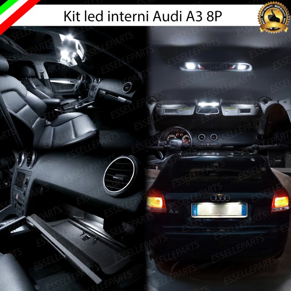 Kit LED interni + LED targa 6000K Audi A3 8P Pre-Restyling senza pacchetto luci