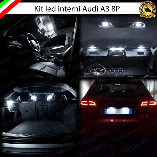 Kit LED interni + LED targa 6000K Canbus Audi A3 8P Pre-Restyling Con pacchetto luci