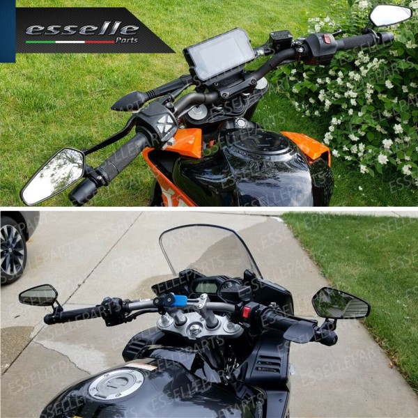 Coppia Specchietti Retrovisori Neri Laterali Universali per Manubrio HONDA