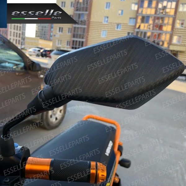 Coppia Specchietti Retrovisori Carbon Look Universali per moto,motorini,scooter Buell